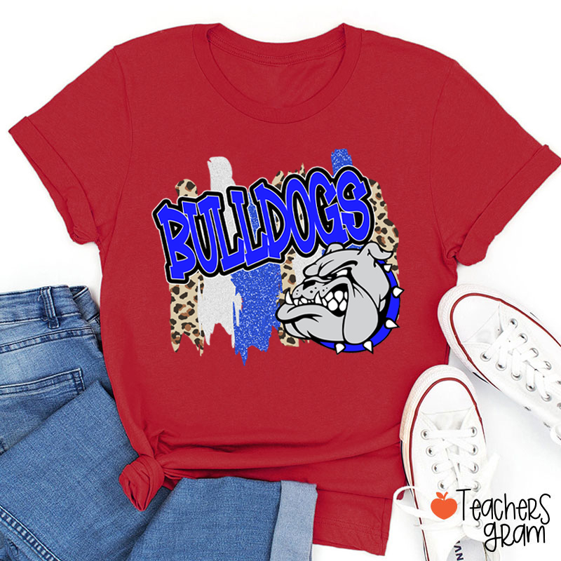 Personalized Mascot Leopard Stripes Teacher T-Shirt