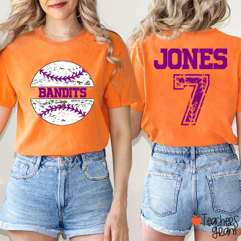 Personalized Baseball With Your Team Teacher Two Sided T-Shirt