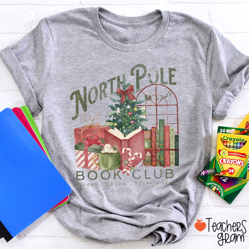 North Pole Book Club Christmas Teacher T-Shirt