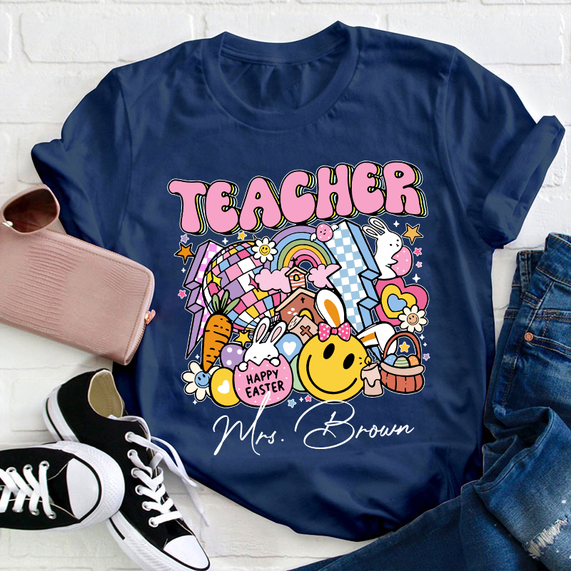 Personalized Name Happy Easter Teacher T-Shirt