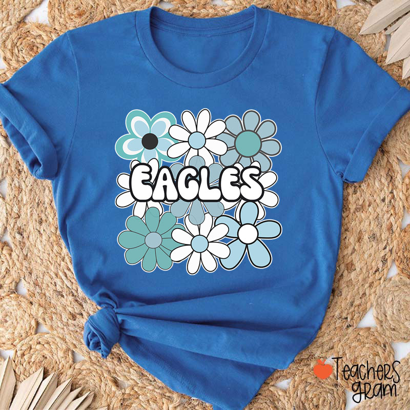 Personalized Mascot Flowers School Spirit Teacher T-Shirt