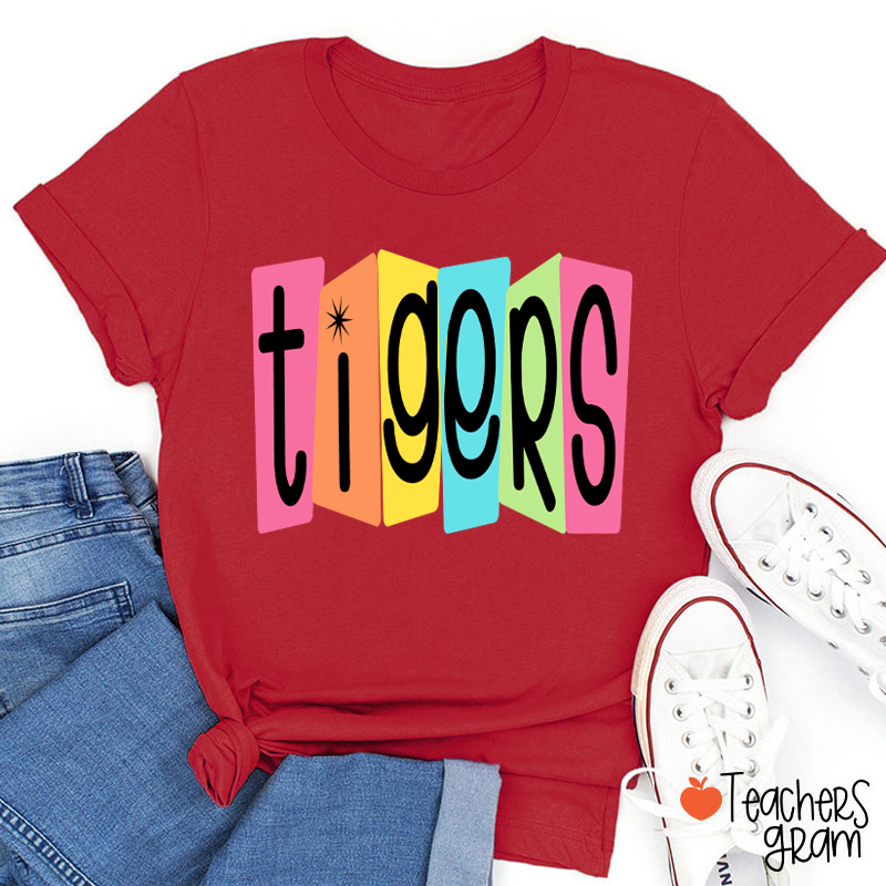 Personalized Mascot Or Grade Retro Colorful Billboard Teacher T-Shirt