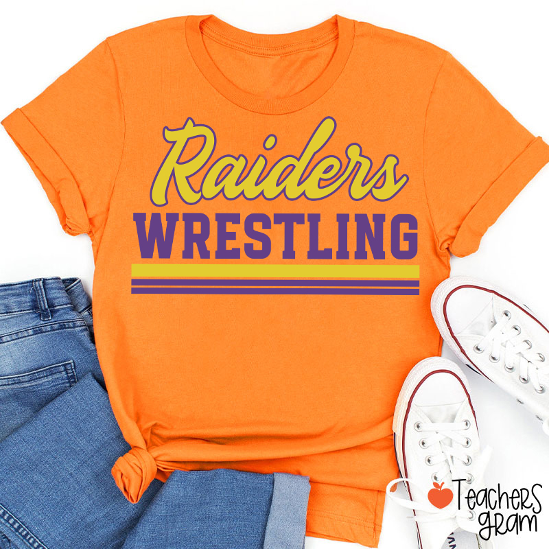 Personalized Mascot And School Name Contrasting Lines Teacher T-Shirt