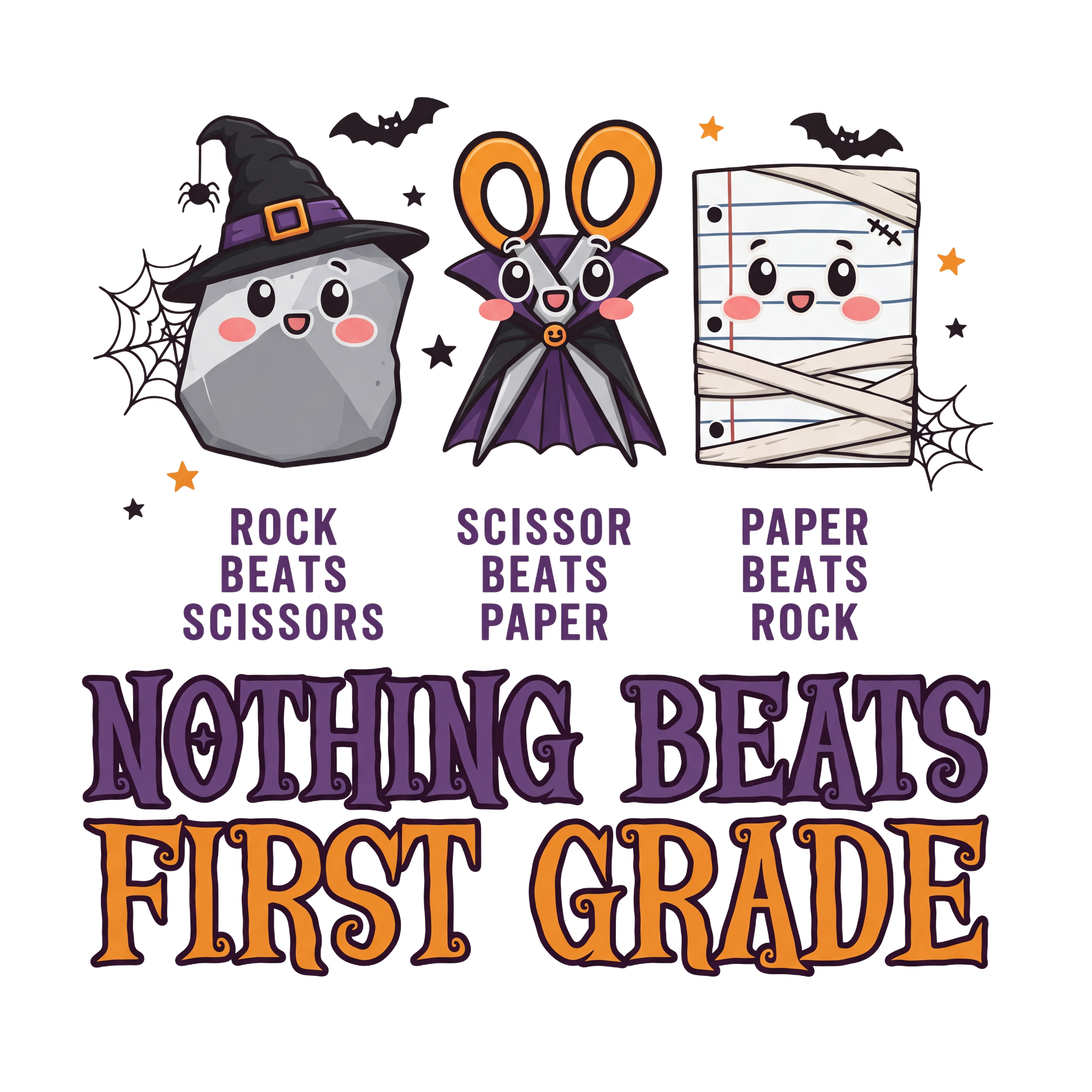 Personalized Spooky School Rock Paper Scissors Teacher T-Shirt