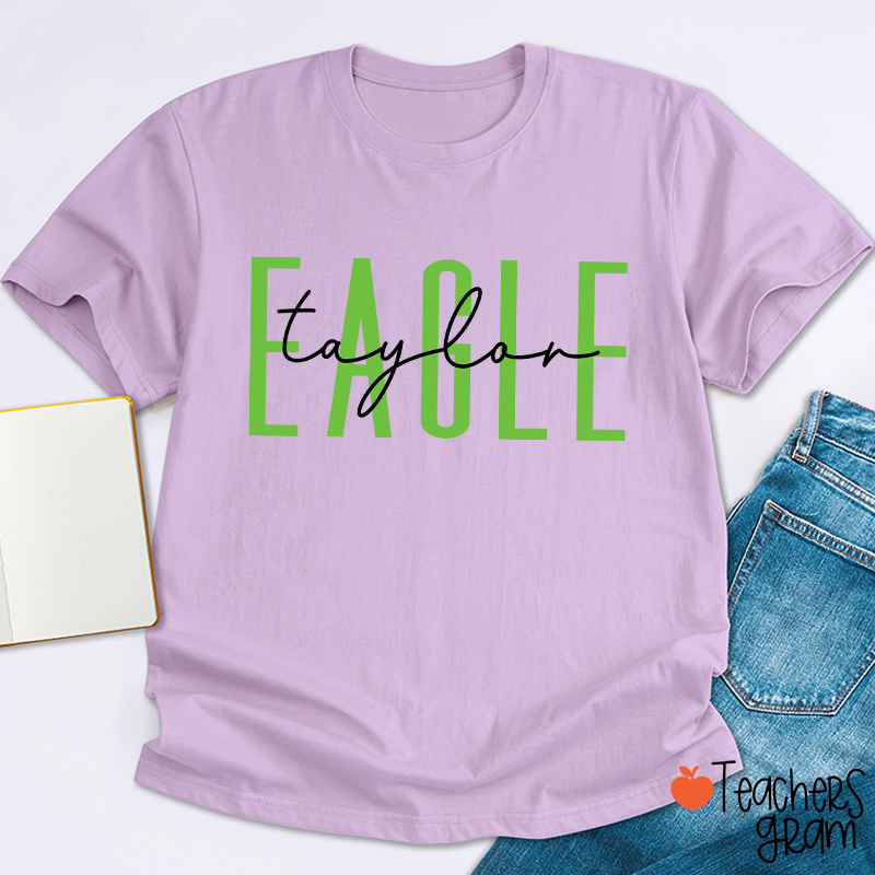 Personalized Mascot And Name Simple Fonts School Spirit Teacher T-Shirt