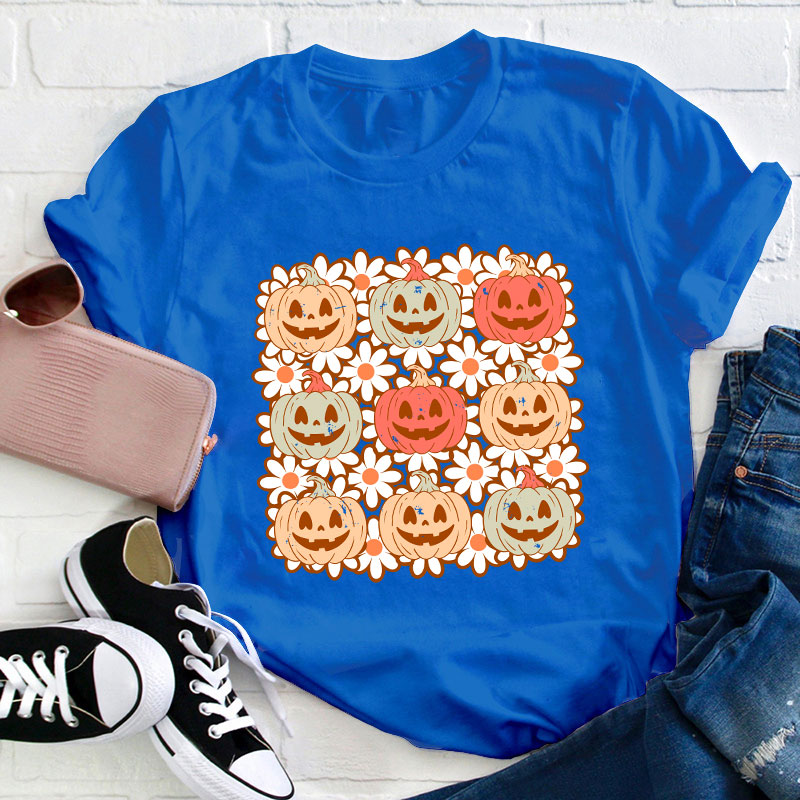 Daisy Pumpkin Teacher T-Shirt