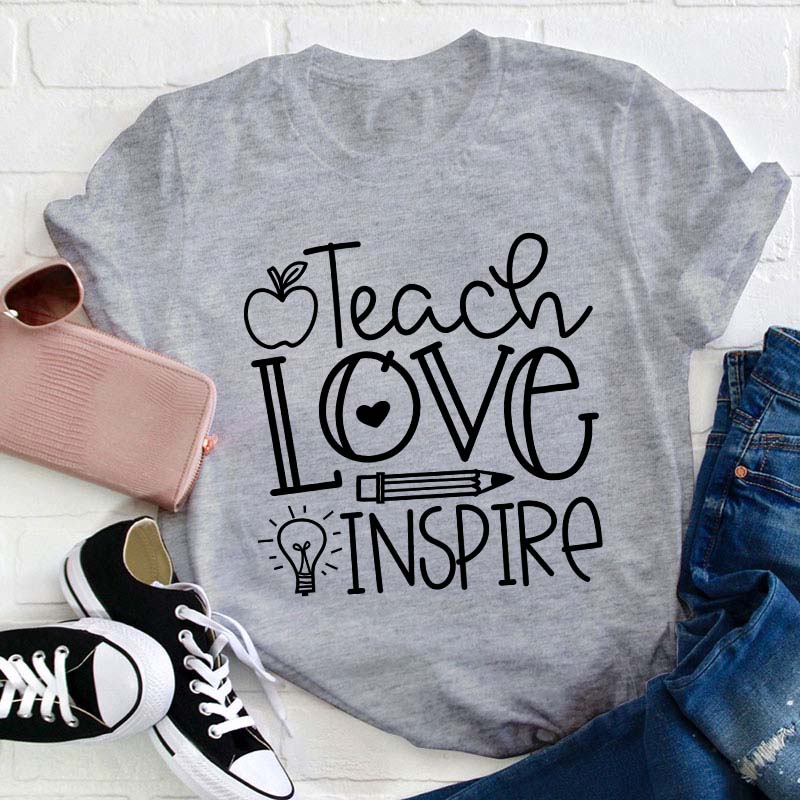 Teach Love Inspire Stick Figure Teacher T-Shirt