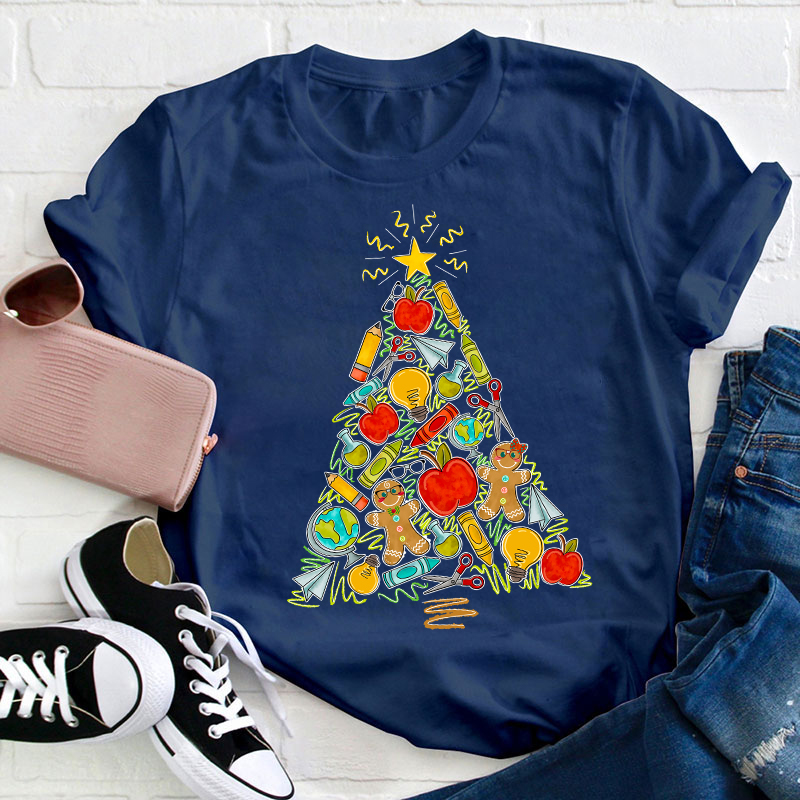 School Christmas Trees Teacher T-Shirt