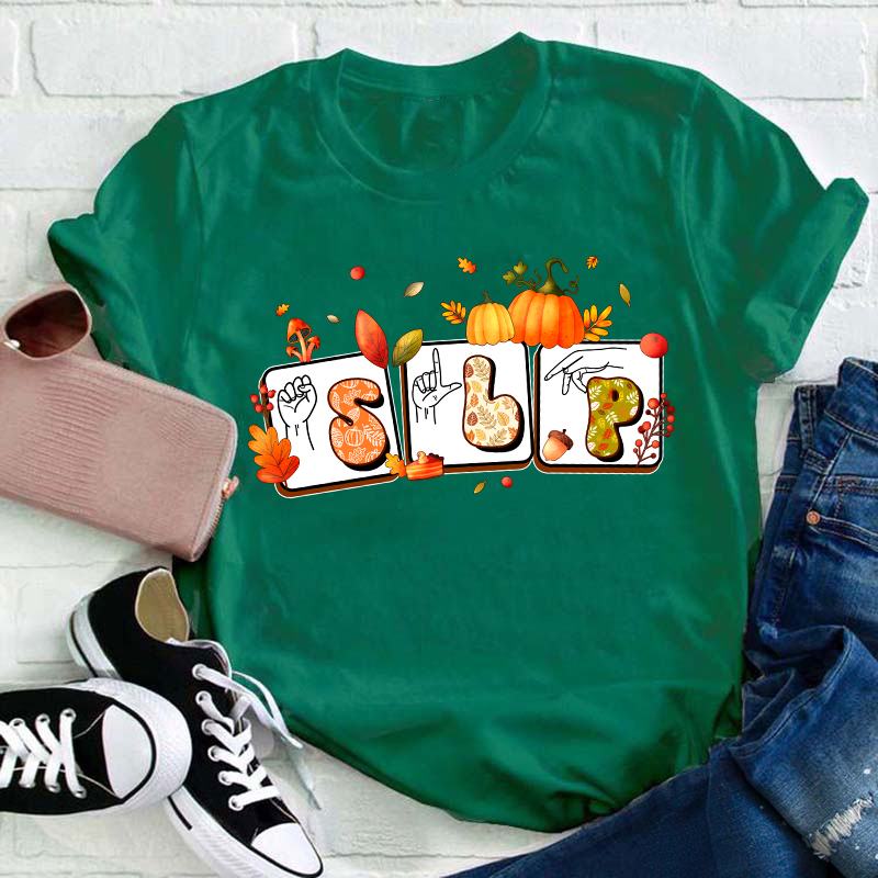 Fall Pumkin Slp Teacher T-Shirt