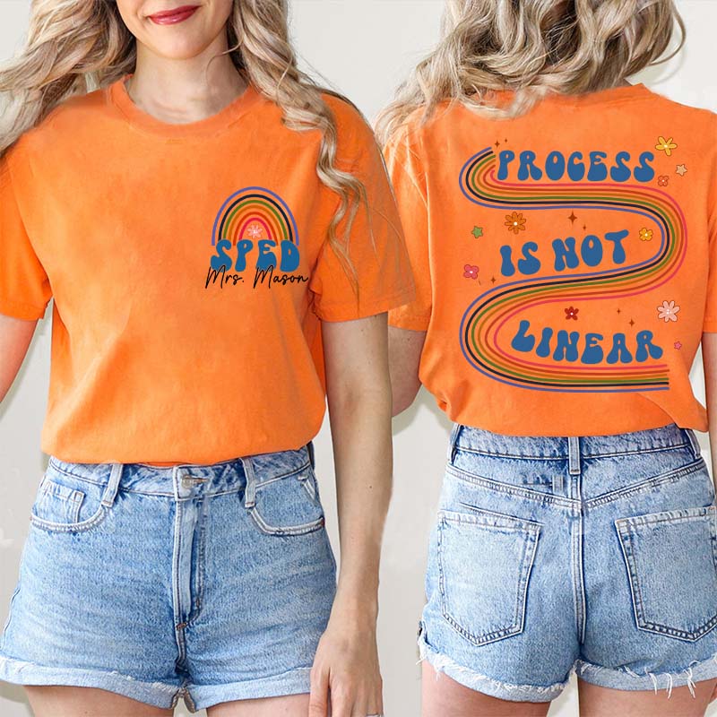 Personalized Process Is Not Linear Teacher Two Sided T-Shirt