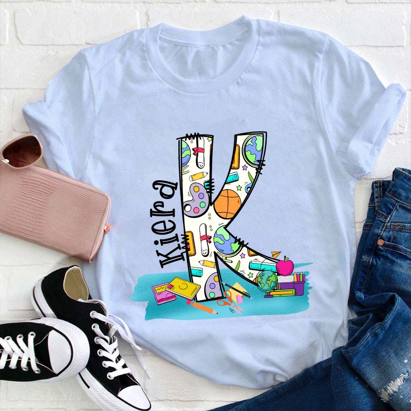 Personalized Large Collection Of Stationery Supplies Teacher T-Shirt