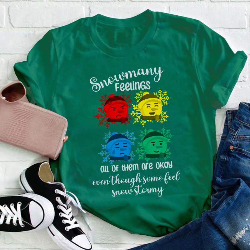 Snowmany Feelings All Of Them Are Okay Teacher T-Shirt
