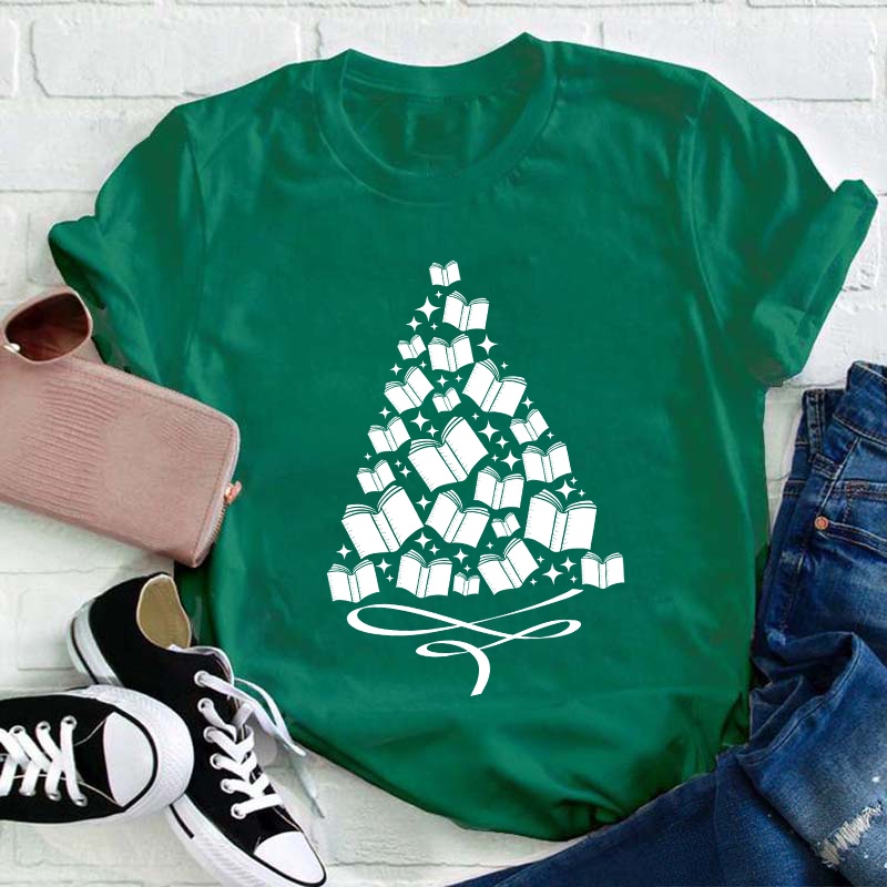 A Christmas Tree Of Books Teacher T-Shirt