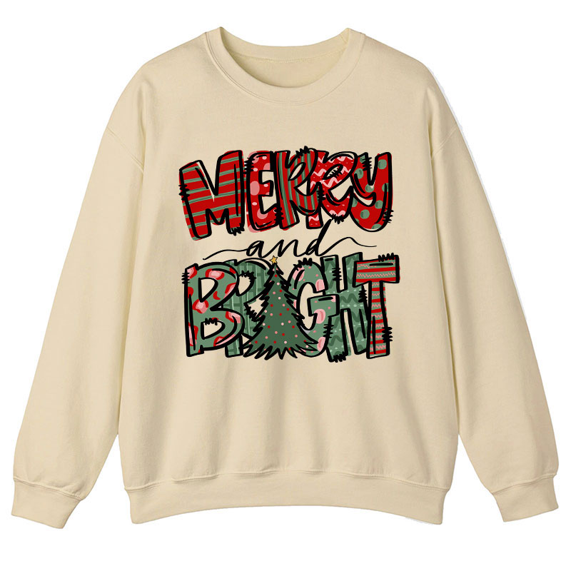 Merry And Bright Christmas Teacher Sweatshirt