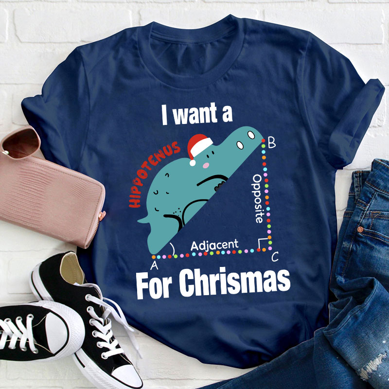 I Want A Hippotenus For Christmas Teacher T-Shirt