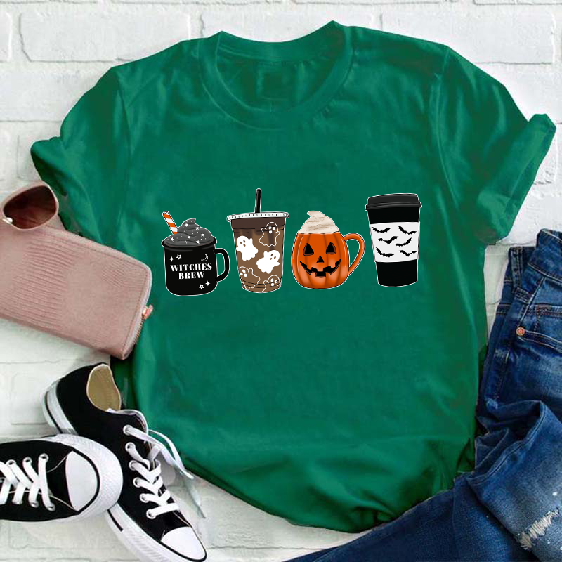 Halloween Fall Coffee Teacher T-Shirt