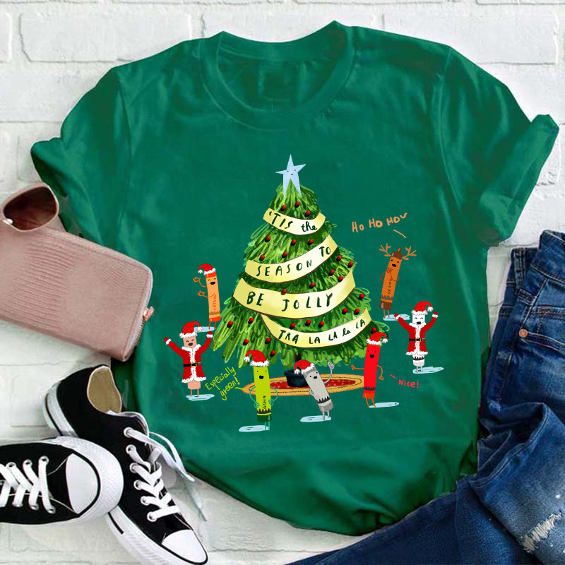Tis The Season To Be Jolly Teacher T-Shirt