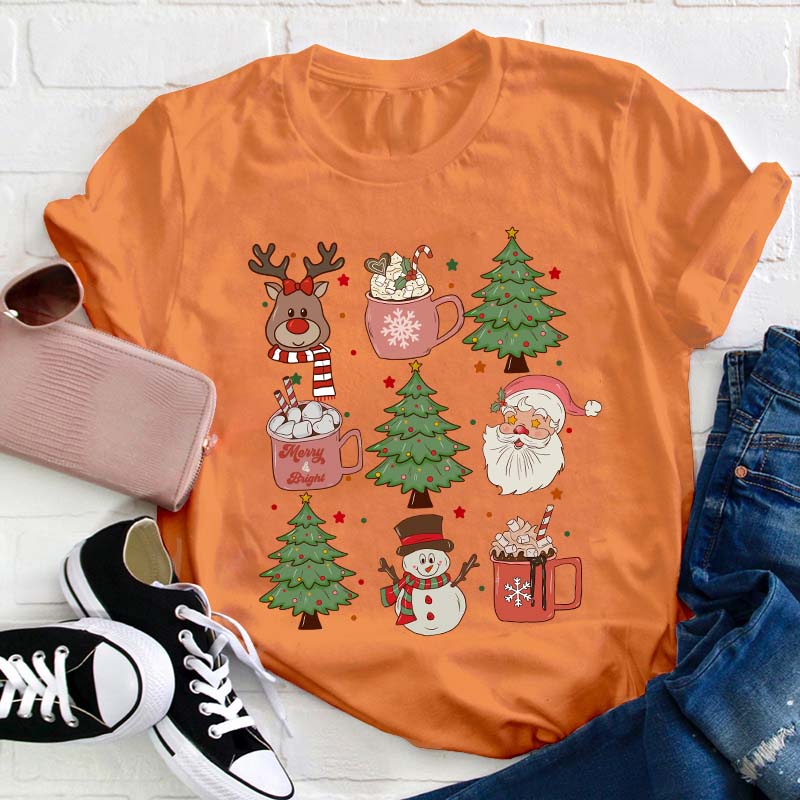 Cute Christmas Elements Teacher T-Shirt