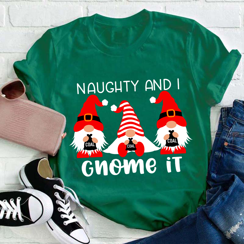 Naughty And I Gnome It Teacher T-Shirt