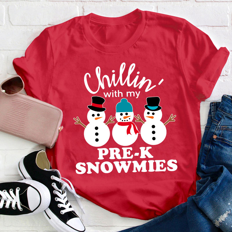 Personalized Grade Chillin' With My Snowmies Teacher T-Shirt
