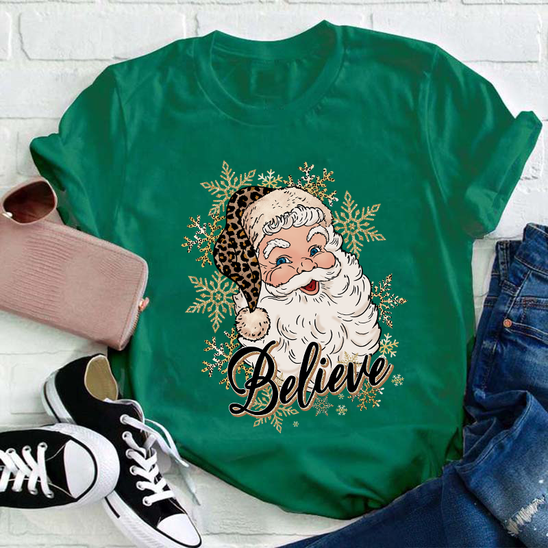 Ho Ho Ho Believe Christmas Teacher T-Shirt