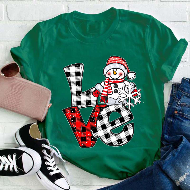 Love Cute Snowman Teacher T-Shirt
