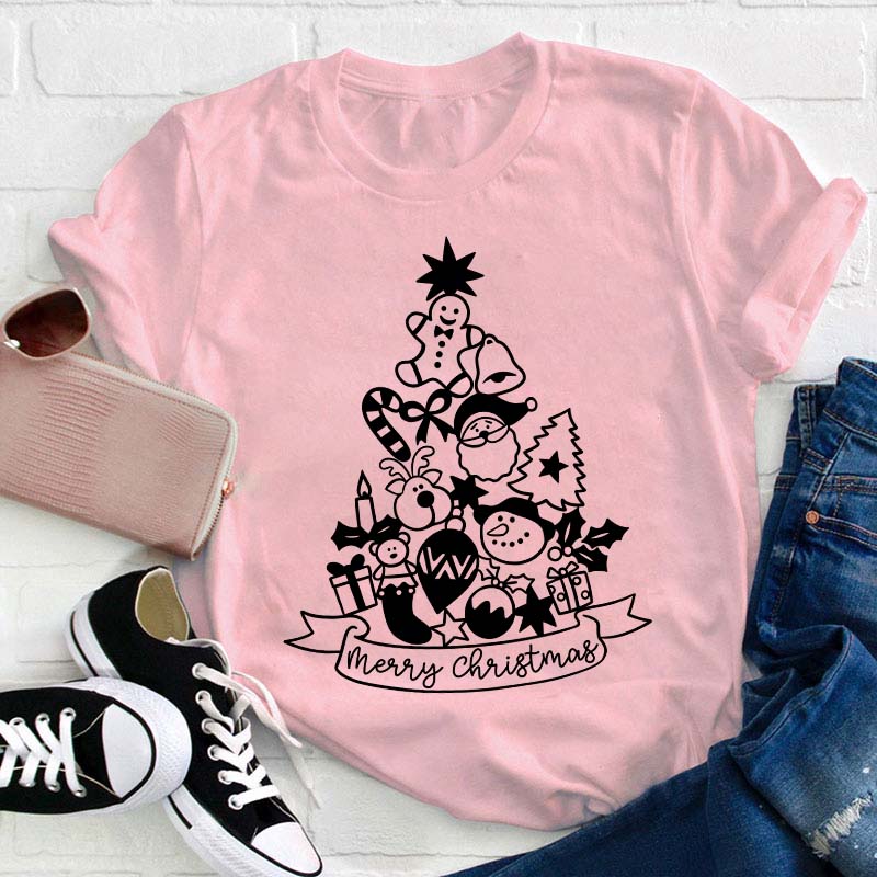 Cute Christmas Tree Teacher T-Shirt
