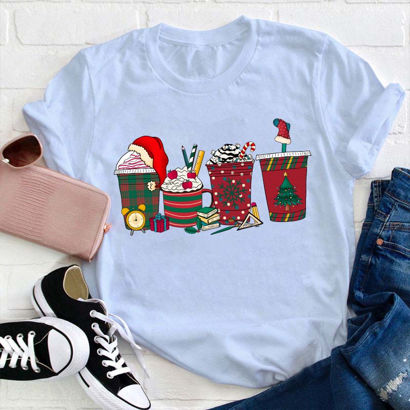 Cute Christmas Coffee Teacher T-Shirt