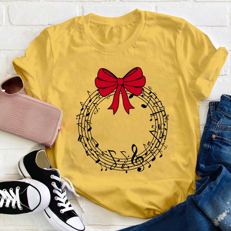 Music Wreath Christmas Teacher T-Shirt