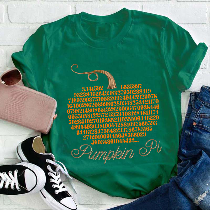 Pumpkin Pi Funny Fall Math Teacher T-Shirt