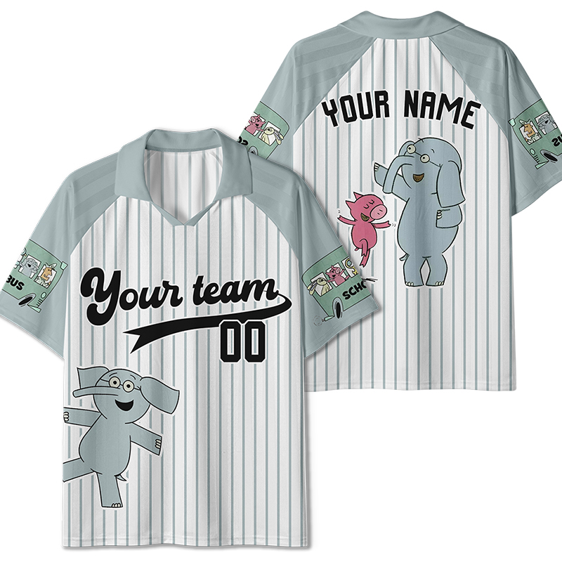 Personalized Team Name And Number Cute Elephant Teacher Collar Jersey