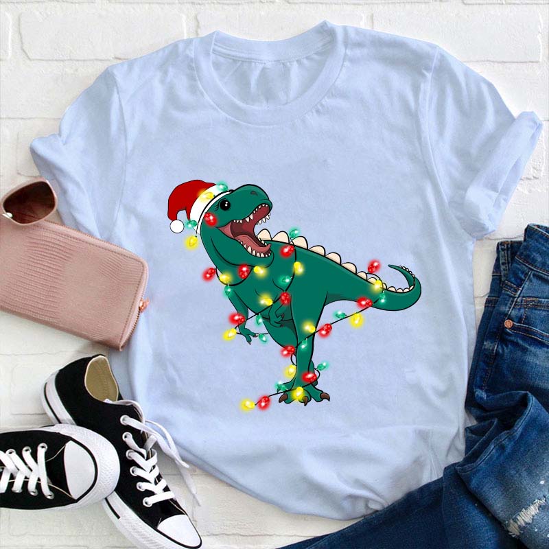 Cute Dino Christmas Teacher T-Shirt