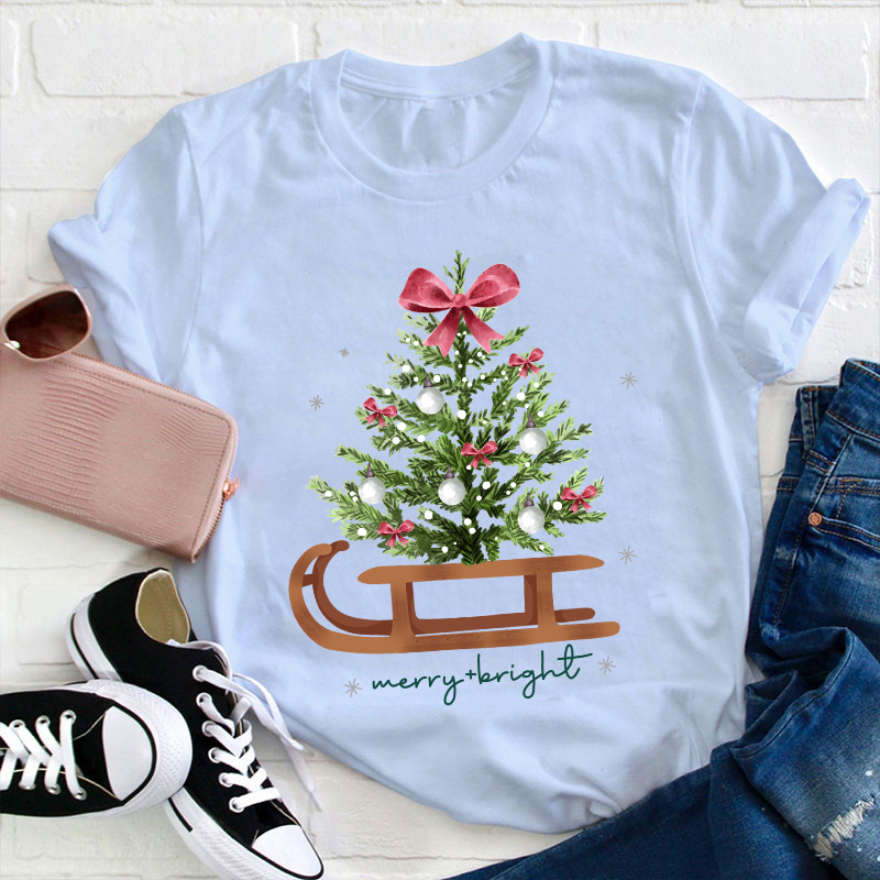 Merry And Bright Teacher T-Shirt