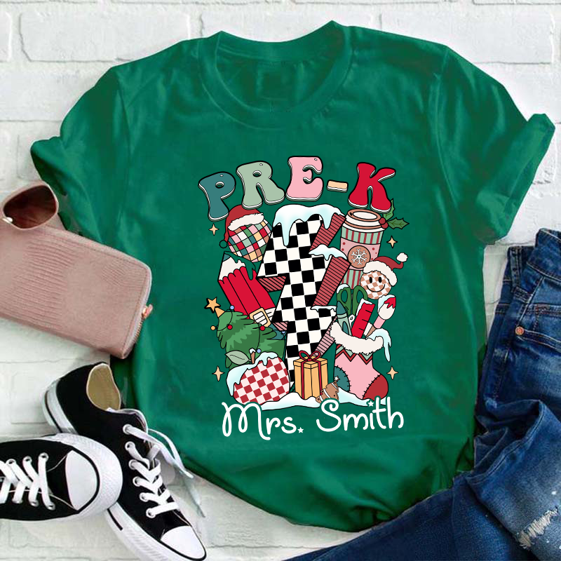 Personalized Decorated For Christmas Teacher T-Shirt