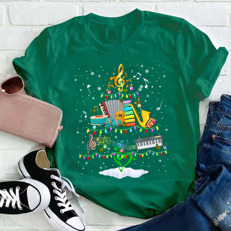Christmas Music Christmas Tree Teacher T-Shirt
