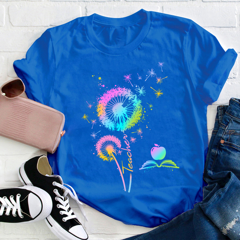 Colorful Dandelions Teacher T-Shirt