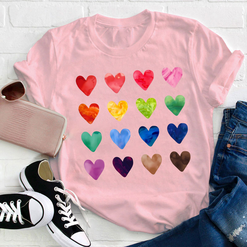 Colorful Love Combination Teacher T-Shirt