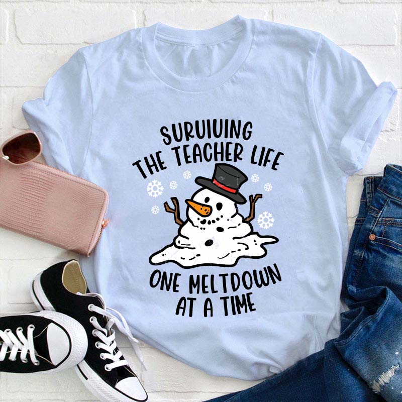 Personalized Surviving The Teacher Life One Meltdown At A Time Teacher T-Shirt