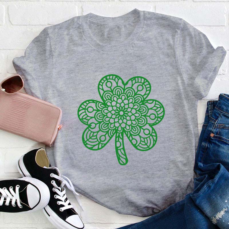 Pretty Shamrock Mandala Teacher T-Shirt