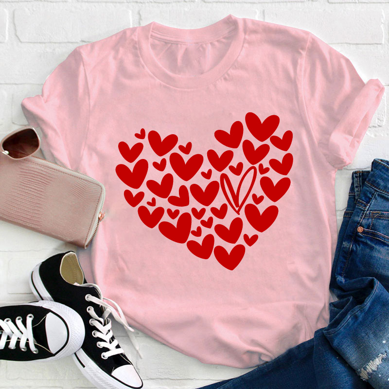 Red Heart Of Hearts Teacher T-Shirt