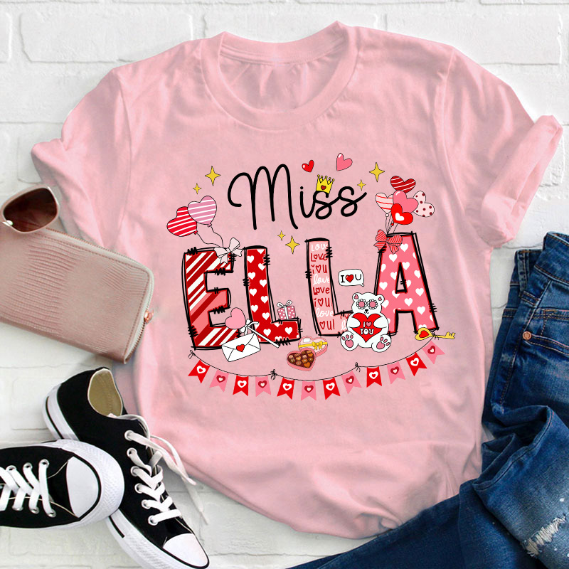 Personalized Valentines Day Teacher T-Shirt