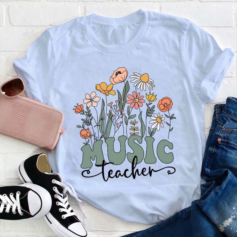 Personalized Wildflower Teacher T-Shirt