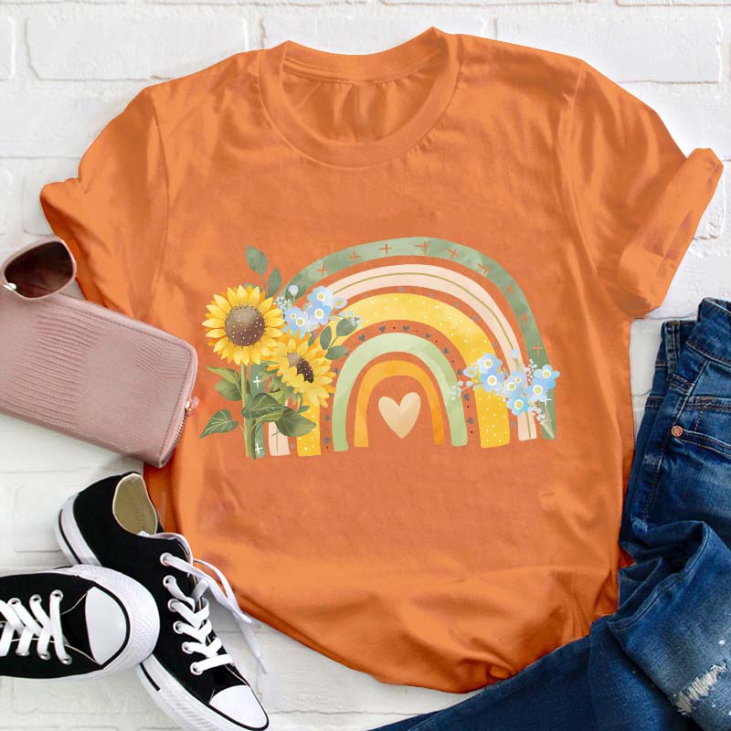Sunflower Rainbow Teacher T-Shirt