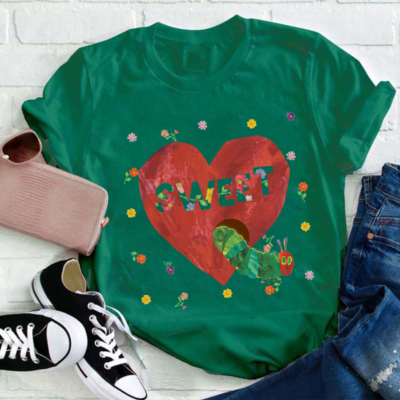 Sweet Heart Caterpillar Teacher T-Shirt