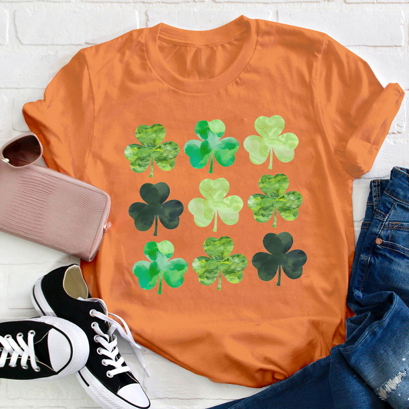 Watercolor Clover Teacher T-Shirt