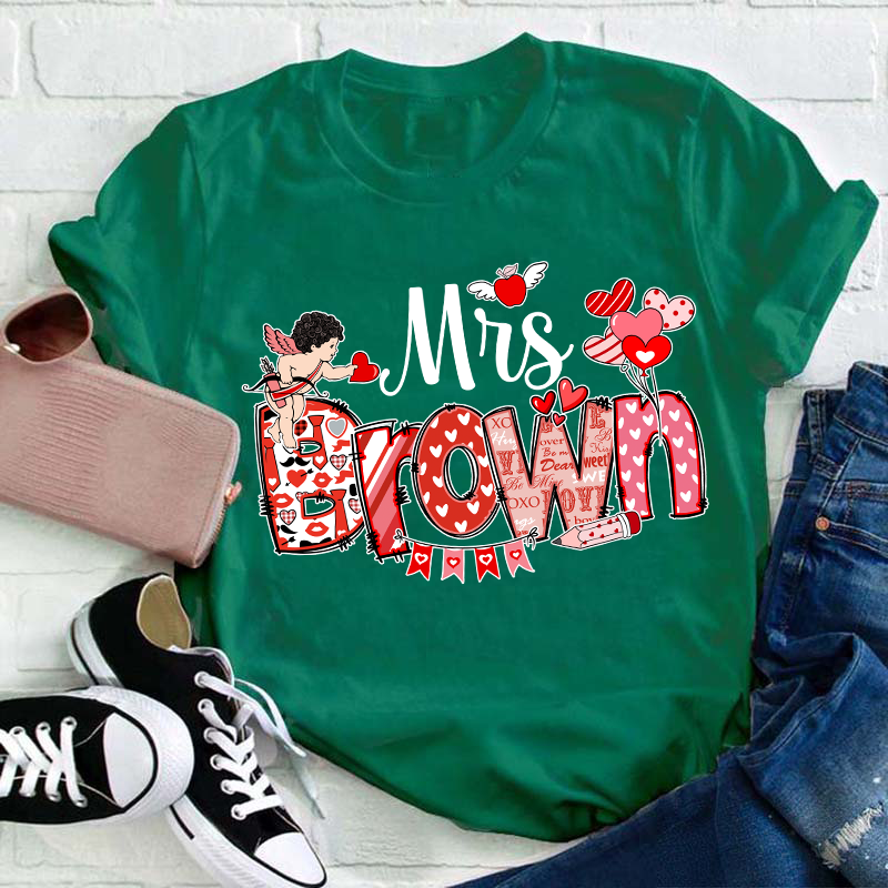 Personalized Valentine Cute Teacher T-Shirt
