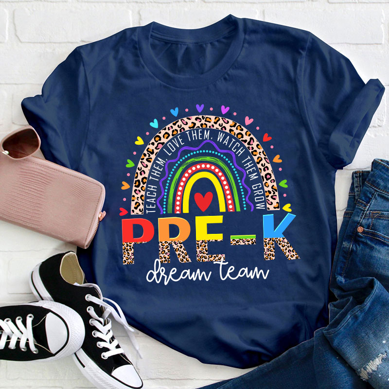 Personalized Grade Leopard Rainbow Teacher T-Shirt