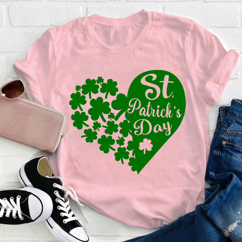 Shamrock With Heart Teacher T-Shirt