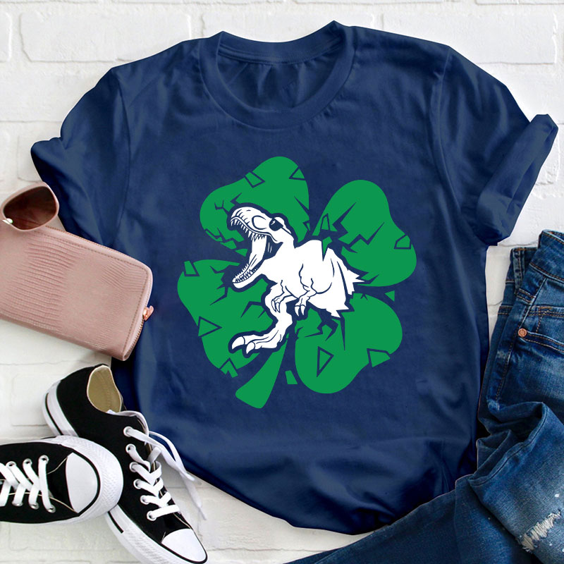 Dinosaur St Patricks Day Teacher T-Shirt