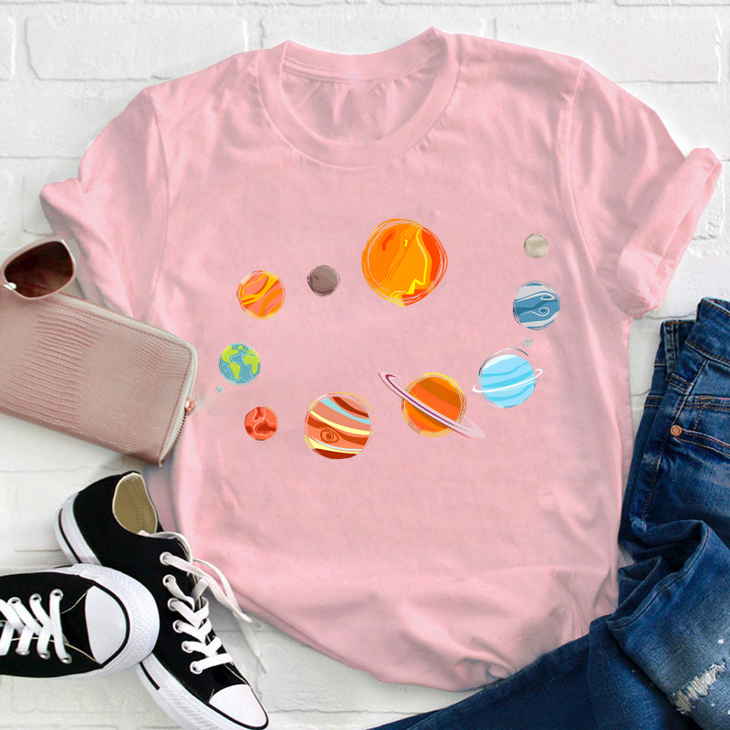 Planets in Solar System Teacher T-Shirt